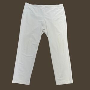 Eileen Fisher Pants Women LP White Pull On Washable Crepe Stretch Straight Leg